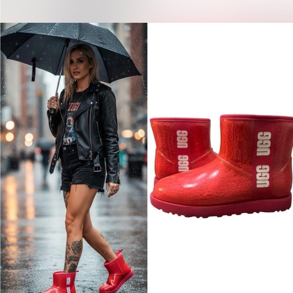 Used lovely UGG Glossy Short Cold Weather Boot - Bright Red